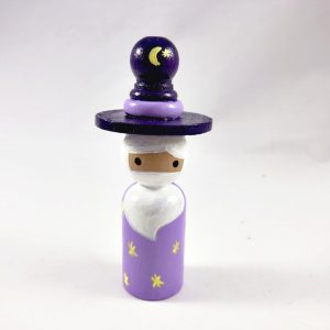 purple wizard peg doll standing