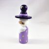 side view of purple wizard peg doll standing