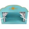 front view of wooden peg doll accessories theater with curtains open