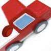 top view of red toy truck