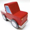red wooden toy truck